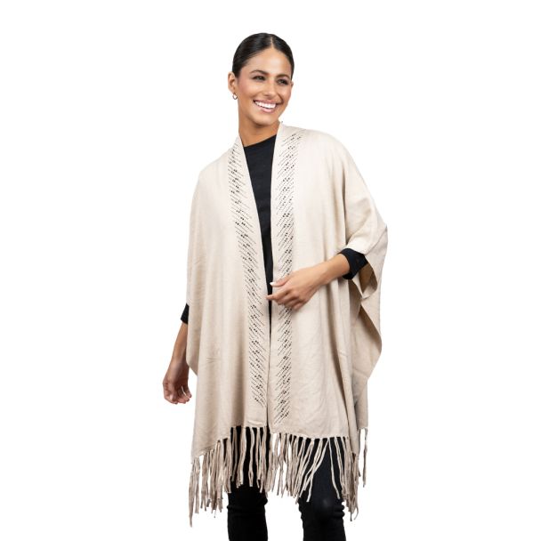 Poncho PO062 tejido Beige