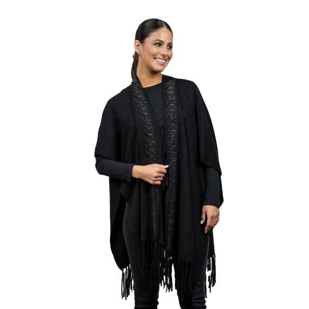 Poncho PO062 tejido Negro