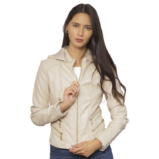 Chaqueta Ecocuero Beige