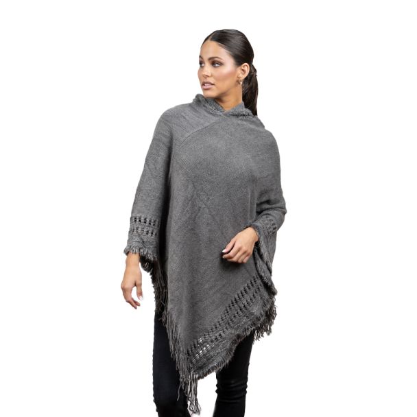 Poncho PO046 tejido Gris