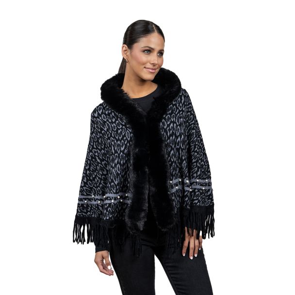 Poncho PO070 tejido Negro