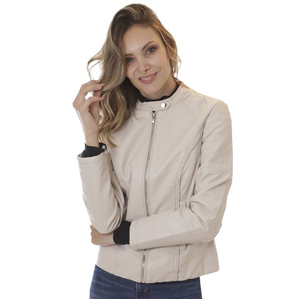 Chaqueta Ecocuero Beige